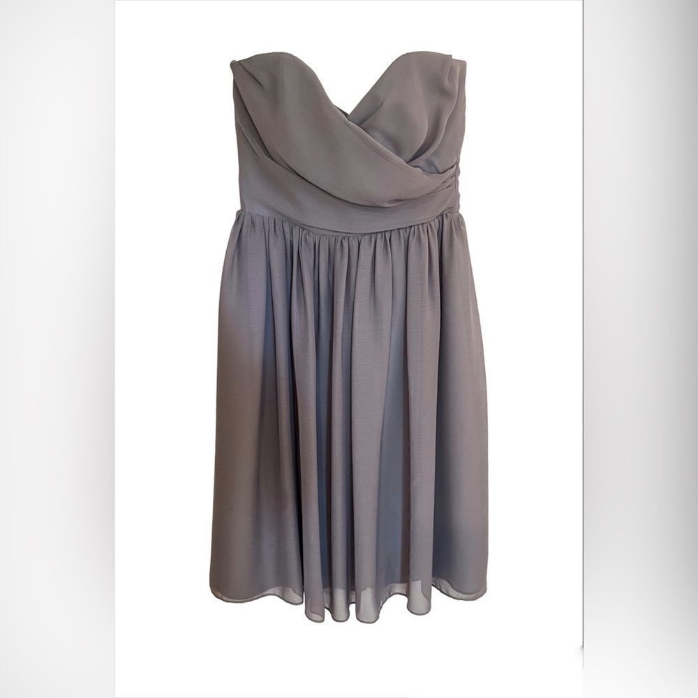 Jim Hjelm Occasions Chiffon Ruched Bridesmaid Mini Dress Gray Size 2